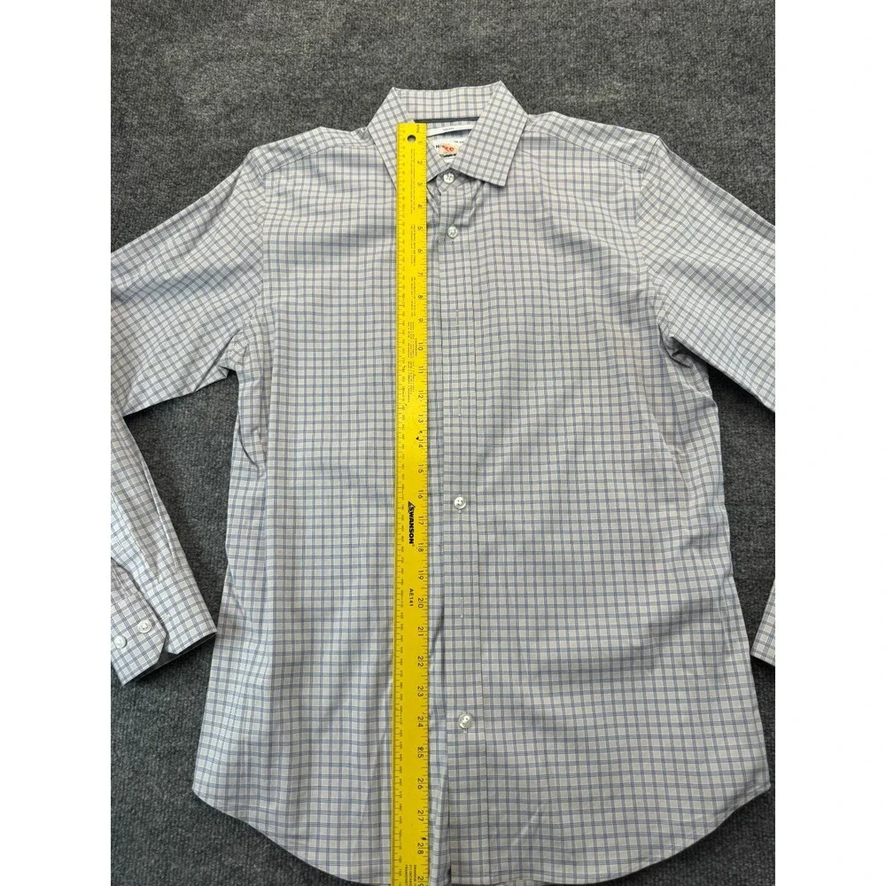 Old Navy Signature Shirt Slim Fit Built-In Flex Blue Check Non-Iron Mens M